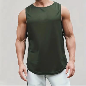 Camiseta sin mangas de algodón/fibra de bambú XL para hombre, chaleco de Fitness de estilo callejero sin mangas, camiseta de gimnasio de Color sólido para correr - Product Image 6