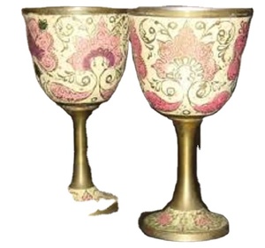 Handcrafted Brass Wine Goblet Engraved Vintage Chalice Metal Drinking Cup Antique Finish Barware Wedding <b>Table</b> Decor Gift Item - Product Image 1