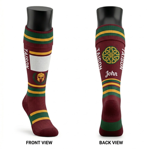 Women Gaelic Football <b>Socks</b> 180 GSM breathable cotton polyester blend jacquard knit striped panel design custom logo sublimation - Product Image 3
