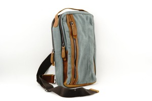 High Quality Canvas Sling <b>Bag</b> with Leather Trim Vintage Style Zipper Closure Wear <b>Over</b> <b>Shoulder</b> Across Front Back-LCSB-0005F - Product Image 3