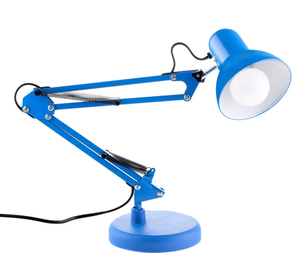 BEL AIR HOME - Antigona - Vintage <b>Retro</b> Articulated LED <b>Desk</b> Lamp Adjustable 34-67cm E27 Lighting, Metal, Blue - Product Image 2