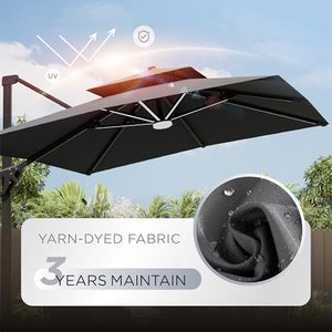 Luxury Modern 10x13 FT Double Top Waterproof Anti-UV Aluminum Market <strong>Umbrella</strong> Dimmable LED For <strong>Outdoor</strong> Patio <strong>Umbrella</strong> - Product Image 5