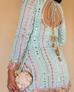 Lentejuelas bordadas pesadas Mangas completas Colección alucinante de Faux Georgette para bodas a precios asequibles de La India - Product Image 5