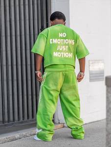 Conjuntos de dos piezas con parches bordados y apliques personalizados para niños 100% algodón a rayas de pantalones de chándal doble cintura chándal de dos piezas 2025 - Product Image 3