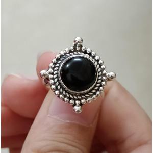 Handmade 925 Sterling Silver <b>Boho</b> <b>Ring</b> for Women Natural Black Onyx & Black Gemstone Cut Agate Stone Black Onyx Silver <b>Ring</b> - Product Image 3