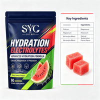 OEM ODM Elektrolyt Hydratatie Gummies, Calcium Magnesium Kalium Mengsel, 60 Stuks, Dagelijkse Ondersteuning Groothandel