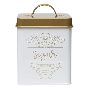 Boîte à café en métal blanc avec couvercle en or Boîte de rangement faite à la main de haute qualité Vente chaude en gros Nouvelle boîte en métal fantaisie - Product Image 1