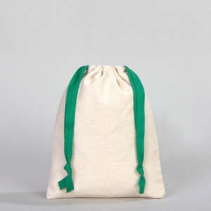 Green <b>Drawstring</b> Fabric <b>Pouch</b> 6W X 8H with Custom Logo Embroidery Screen Printing for Jewelry Packaging and Promotions - Product Image 1