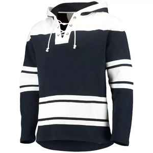 NOUVEAU 2025 Haute qualité Tackle Twill Embroidery Hockey Jersey Hoodies Custom Made Winter Fleece Ice Hockey Hoodie with Laces - Product Image 1