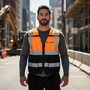 Chaleco de Seguridad Reflectante de Alta Visibilidad OEM, ANSI Clase 1, LED Intermitente, Impermeable, para Hombre, con Logotipo Personalizado, Bolsillos, 2 Tonos, Talla Personalizada - Product Image 1