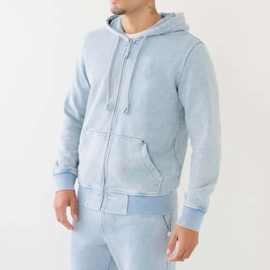 เสื้อฮู้ดผู้ชายแบบมีฮู้ดผ้าซักกรดลายพิมพ์โลโก้ตามสั่ง - Product Image 4