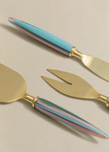 Handmade Stainless Steel Cheese Set with <b>Resin</b> Handle Gold Finished Decorative Knife <b>Table</b> <b>Top</b> Restaurant Use Cheap Cheese Tools - Product Image 3