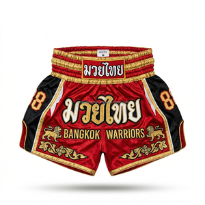 กางเกงมวยไทยพิมพ์ลายทั้งตัวแบบซับลิเมชั่นและปักลาย  ผ้าโพลีเอสเตอร์คุณภาพสูง ขายส่งอุปกรณ์คิกบ็อกซิ่งแบบกำหนดเองสำหรับทีม - Product Image 2
