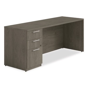 Alera AE1NZK-UF2472S Série Seville 72 pouces. X 24 pouces X 29 In. Credenza avec meuble de rangement de bureau à piétement gauche en noyer - Product Image 2