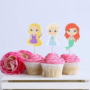 Adornos para cupcakes de princesa elegantes y brillantes para niños, decoraciones para fiesta de cumpleaños y suministros para fiesta real - Product Image 2