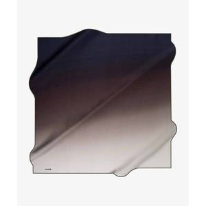 Navy Blue Beige Silk Crepe Satin Gradient <b>Square</b> <b>Scarf</b> - Product Image 2