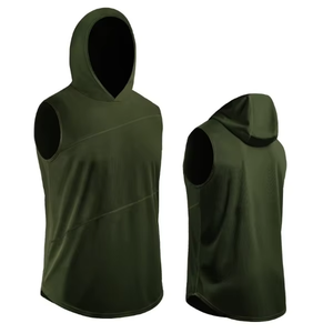 OEM personnalisable respirant sport à capuche gilet chemise basket-ball sans manches entraînement poids léger logo personnalisé et motif - Product Image 5