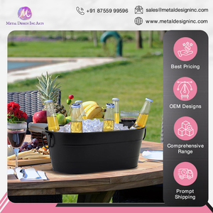 India Origin Exporter Selling Alloy Steel Made Premium Quality Ice <b>Bucket</b> Galvanised Tub 3 Gallon Oval Beverage Tub for Bulk - Product Image 3