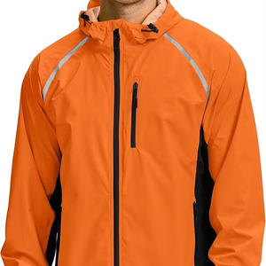 Veste coupe-vent longue pour homme de marque en gros, fermeture éclair sur le devant, capuche respirante, imperméable, décontractée, pour l'extérieur - Product Image 1