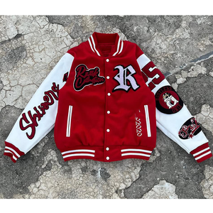 Veste de baseball Letterman en cuir pour hommes, avec broderie en laine et chenille, veste universitaire personnalisée. - Product Image 4