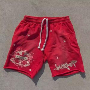 Alta calidad gran oferta verano algodón cordón Vintage hombres Raw Edge ácido lavado pantalones cortos logotipo personalizado pantalones cortos para hombres - Product Image 6