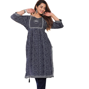 Conjunto de 2 piezas de ropa tradicional de la India, conjunto de bordado largo con pantalón - Product Image 1