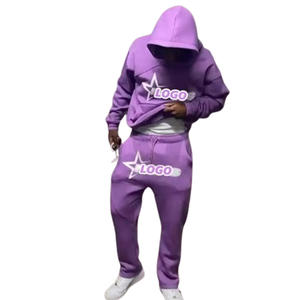 Venta al por mayor de ropa de calle de los hombres personalizados pantalones de chándal de algodón con capucha conjuntos de alta calidad francés Terry chándales de secado rápido Logo Plus - Product Image 1