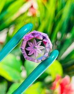 Ametrino natural, suelta de doble color piedra preciosa, fabricación de flores hechas a mano en piedra tallada para hacer joyas para hombres y mujeres, regalo - Product Image 6