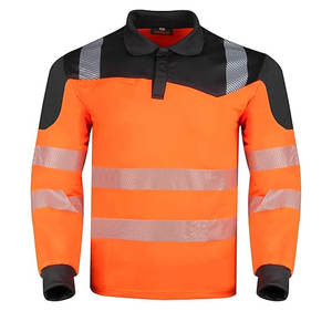 Polo de seguridad de construcción de alta visibilidad Camisa de trabajo protectora de poliéster industrial para constructores Característica fluorescente - Product Image 3