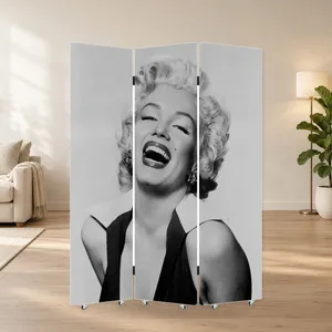 Pantalla plegable de lona de doble cara con diseño de sonrisa en blanco y negro de Marilyn Monroe - Product Image 1