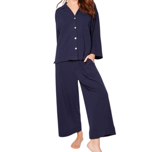 Ensembles de pyjama pour femmes en gros, confortables, doux, respirants, tricotés, avec logo sur le devant, ensemble de vêtements de détente deux pièces, fabricant - Product Image 3