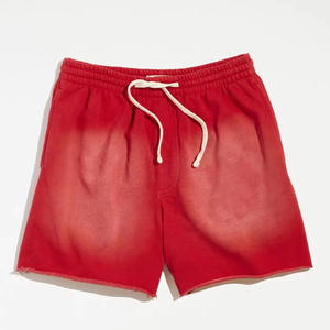 Wholesale 100% Cotton <b>Fleece</b> <b>Men's</b> Acid Wash <b>Shorts</b> Good Quality Custom Puff Printing Solid Pattern Drawstrings - Product Image 4