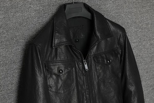 Blouson en cuir lourd OEM pour hommes Blouson universitaire de haute qualité Blouson en cuir vintage noir marron pour hommes - Product Image 6