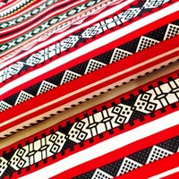 Tissu en microfibre en gros, tissu peau de pêche, tissu imprimé géométrique ethnique, tissu polyester à finition rigide
