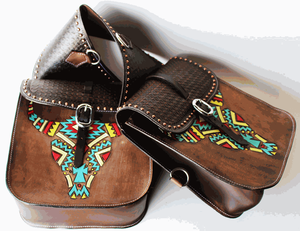 Sacs de selle en cuir Western durables les plus vendus avec des produits de cheval d'équitation d'endurance de conception à rabat robuste. - Product Image 1