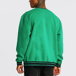Sudadera Personalizada Verde con Cuello Redondo Unisex, con Puños y Dobladillo a Rayas, Ropa Casual de Calle, Felpa - Product Image 2