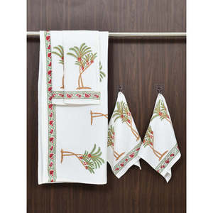 <b>BLOCKS</b> of INDIA Soft <b>Waffle</b> Cotton Bath and Hand Towel Set 1 Bath and 4 Hand Towels Hand <b>Block</b> Printed in 38 Colors - Product Image 4