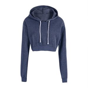 Vente en gros, sweats à capuche courts blancs pour femmes, sweat à capuche en coton avec logo personnalisé - Product Image 6