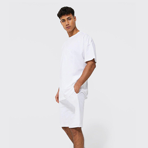 New Arrivals <b>Men's</b> Summer T Shirts <b>Shorts</b> Sets <b>White</b> Color Plain Dyed Breathable Organic 100% Cotton Made T Shirts and <b>Shorts</b> - Product Image 5