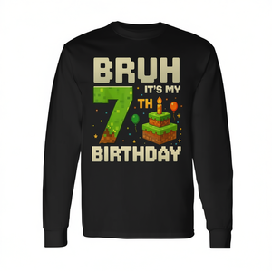 Maglietta a Maniche Lunghe con Stampa Pixel 'È il Mio 7° Compleanno' per Bambini di 7 Anni, Abbigliamento Promozionale Personalizzabile - Product Image 2