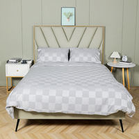 Ensembles de literie en bambou jacquard à carreaux 300TC Ensembles de draps en bambou de luxe de haute qualité Queen Size 4 Pc Feuilles de bambou