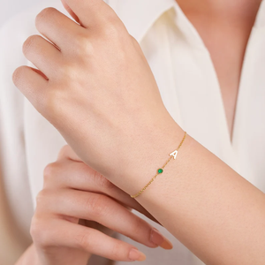 Pulsera Personalizada con Letra y Piedra <span class=keywords><strong>de</strong></span> Nacimiento Chapada en Oro, Cadena Informal/Deportiva <span class=keywords><strong>de</strong></span> <span class=keywords><strong>Acero</strong></span> <span class=keywords><strong>Inoxidable</strong></span> para Mamá, Regalo Perfecto para Aniversario <span class=keywords><strong>HOYA</strong></span> - Product Image 5
