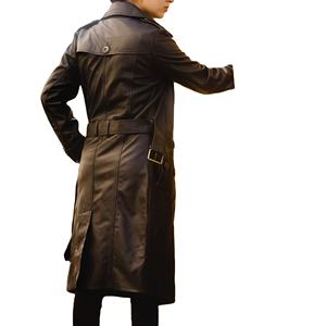 Veste d'hiver pour homme en cuir d'agneau véritable, design long, fermeture éclair, ceinture au dos, poches spacieuses, style urbain - Product Image 2