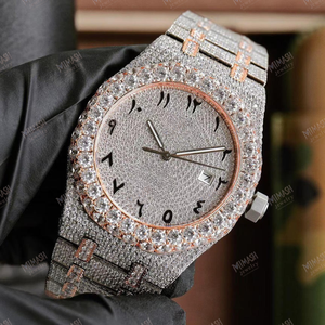 นาฬิกาหรูหราประดับเพชรโมอิสซาไนต์สีทอง พร้อมหน้าปัดแสดงวันที่ นาฬิกาไขลานอัตโนมัติสำหรับผู้ชาย - Product Image 3