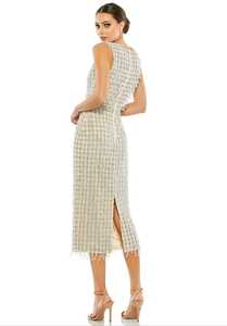 Robe de cocktail brodée en satin poly-maille élégante pour dames d'été respirante longueur genou avec perles perles caractéristique antistatique - Product Image 5