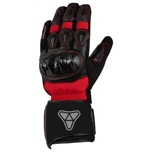 Guantes de moto de carreras con dedos largos personalizados Protección contra choques de invierno Pantalla segura Guantes de cuero táctil Acentos de fibra de carbono - Product Image 2