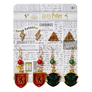 LISTO PARA EL SILLERO H.E.R. Accesorios, Pendientes de Harry Potter, 4 Pendientes Hipoalergénicos para Niñas, 2 Pendientes de Botón, 2 Pendientes Colgantes de Gancho - Product Image 1