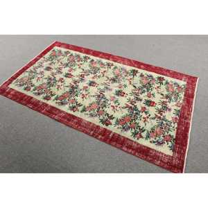 Tapis vintage 3,8x6,6 pieds, tapis turc, tapis patchwork rouge - Product Image 2