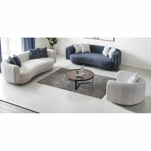 Juego de sofá tapizado moderno de lujo con sillón redondo Muebles de sala de estar de diseño curvo elegante para uso en salón de apartamento de Villa - Product Image 1