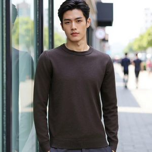 Automne et hiver pull à col rond hommes pull tricoté couleur unie pull simple pull pour hommes - Product Image 6